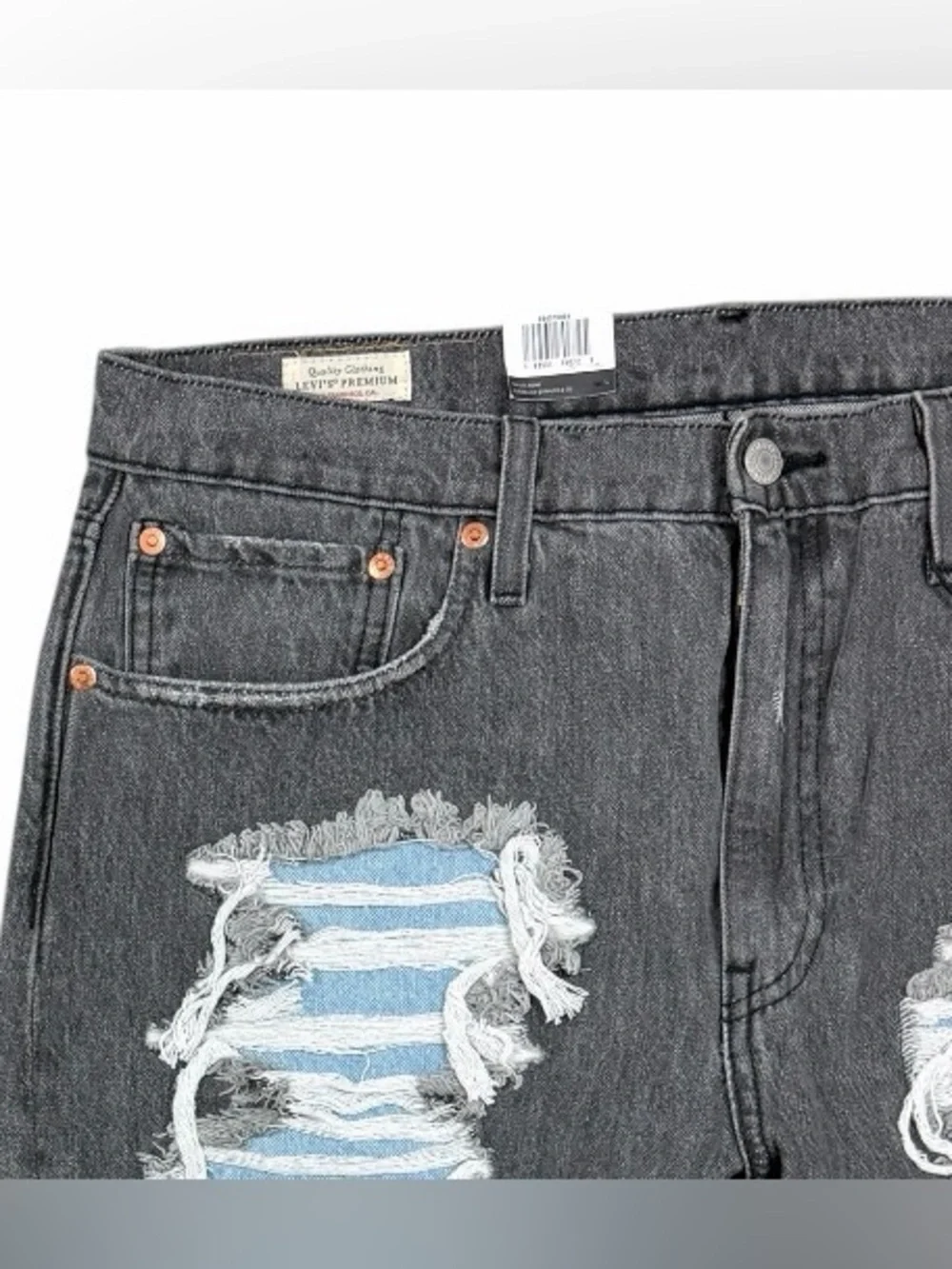 Levis Premium Lot Lo Ball Stack Tapered Stretch Jeans 36x36 Gray Distressed NWT